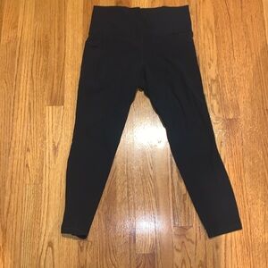 Medium Cropped Black Athleta Leggings with side pockets